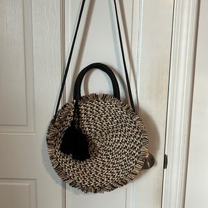 Super cute round bag with crossbody strap by Mud Pie